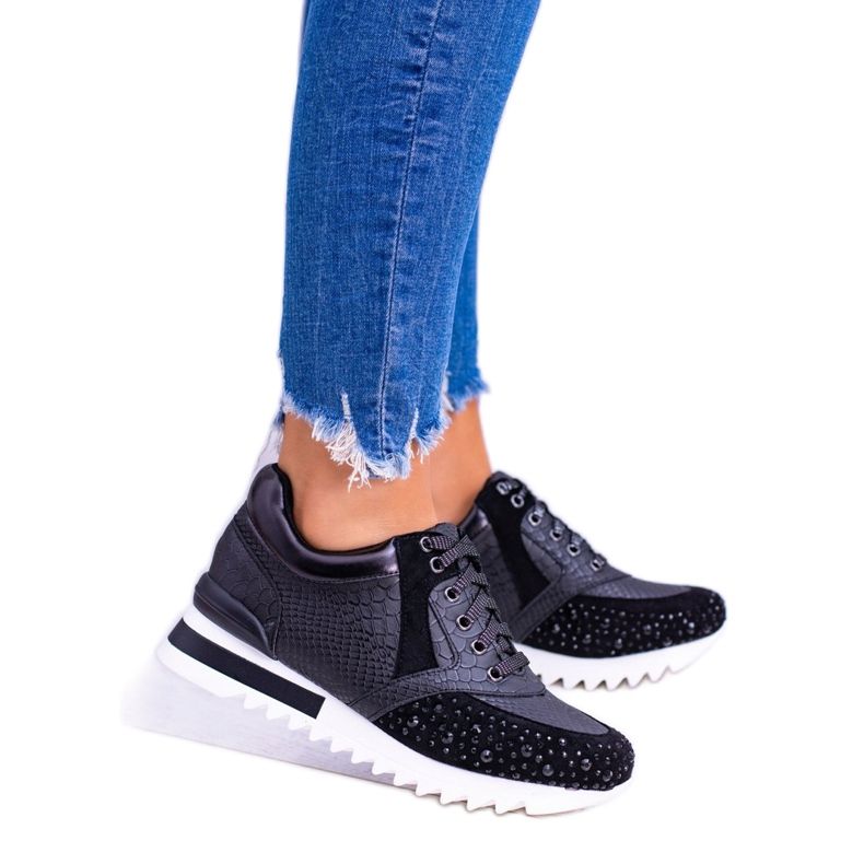 Svarta kvinnors sportskor med paljetter Lu Boo Infinitiale 2