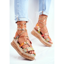 FRBS Kvinnors sandaler på korkplattformen Tied Orange My Way mångfärgad 1