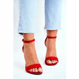 PS1 Sandaler för kvinnor på en högklackad ekologisk mocka Liberty Red röd 1