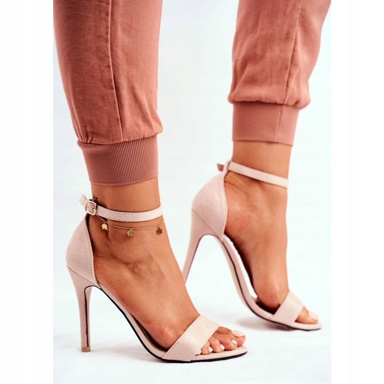 PS1 Kvinnors sandaler på en högklackad ekologisk mocka Beige Liberty 2