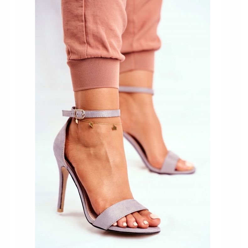 PS1 Sandaler för kvinnor på en högklackad ekologisk mocka grå Liberty 2