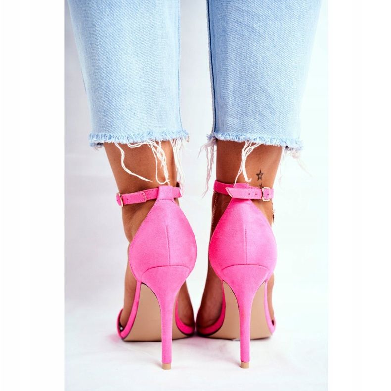 SEA Kvinnors sandaler på en högklackad ekosmocka Fuchsia Liberty rosa 2