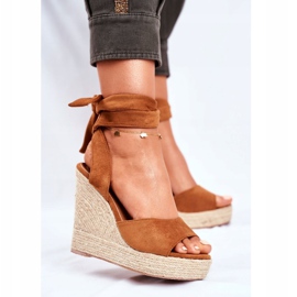 PS1 Kvinnors sandaler på kilen bunden kamel Belleza brun 1