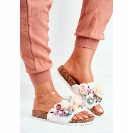 PS1 Dam Tofflor Med Blommor Vit Enrissa mångfärgad 1