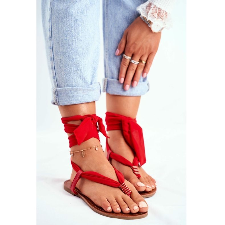 FS1 Sandaler för kvinnor Flip-flops Tied Red Derryl röd 1