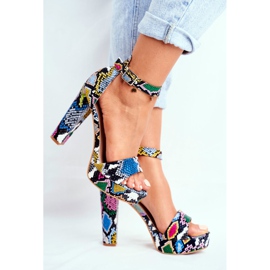 SEA Kvinnors sandaler på en högklackad färgstark orm Figaro mångfärgad 2