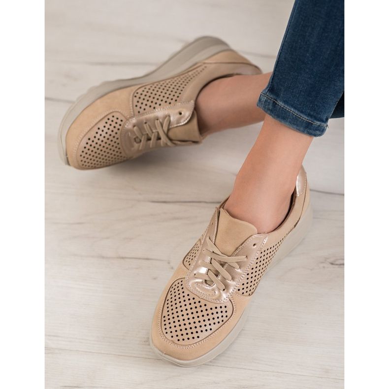 Comer Openwork sneakers på Paltform brun gul 1