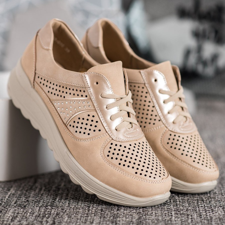 Comer Openwork sneakers på Paltform brun gul 2