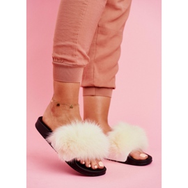 SEA Tofflor för kvinnor med pälsvitt Belmondo svart 1