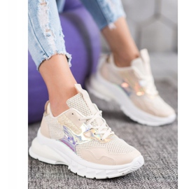 Mannika Trendiga sneakers med mesh brun 1