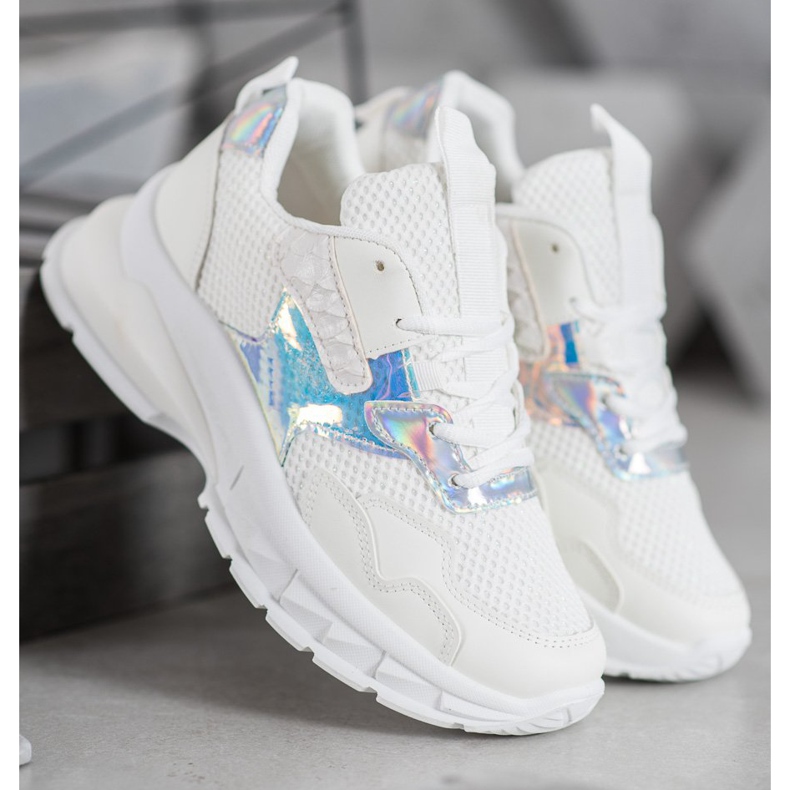 Mannika Trendiga sneakers med mesh vit 2