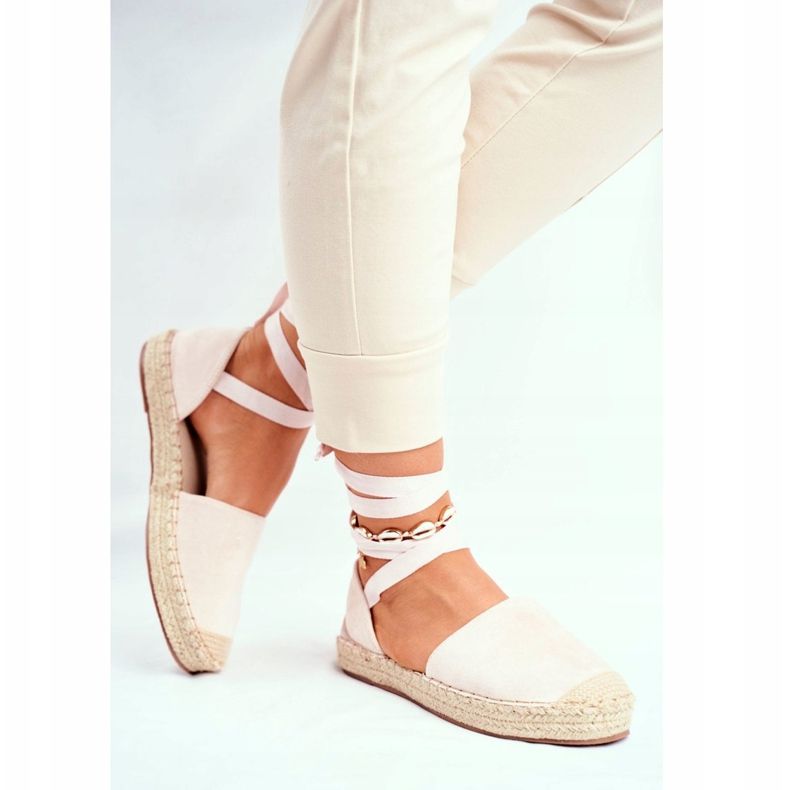 PS1 Kvinnors Espadriller, Tied Linen, Beige Bonjour 2