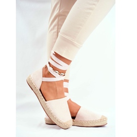 PS1 Kvinnors Espadriller, Tied Linen, Beige Bonjour 1