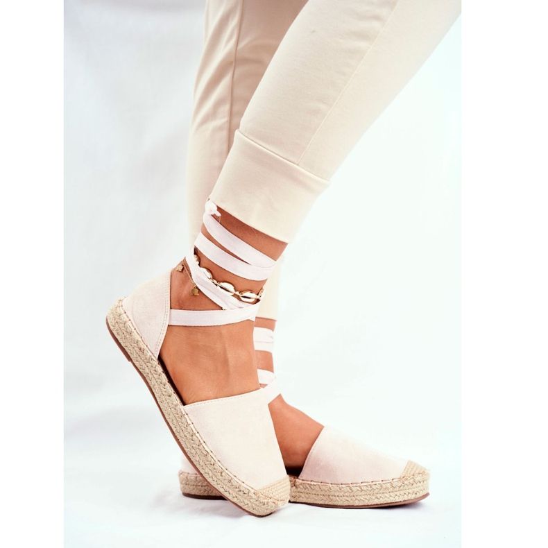 PS1 Kvinnors Espadriller, Tied Linen, Beige Bonjour 1