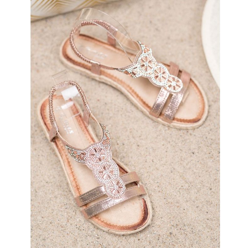 SHELOVET Eleganta sandaler med dekorationer gul 2