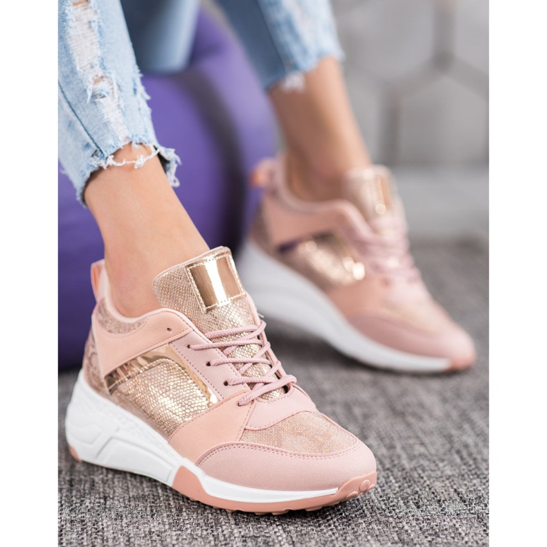 SHELOVET Wedge Sneakers rosa gul 1
