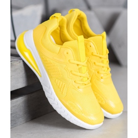 Ideal Shoes Knutna skor med mesh gul 1