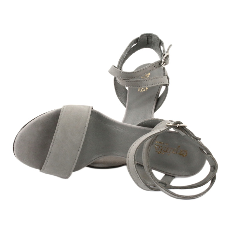Espinto Grå läder kvinnosandaler på S333/5 -stiftet 4