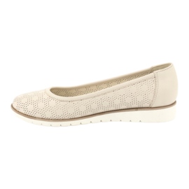 Angello Women's Openwork Beige Ballerinas1832 1