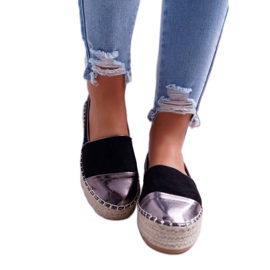 Kvinnors Espadrilles Black Ringer -plattform svart gul 2