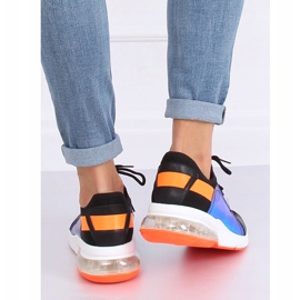 Svarta kvinnors sportskor F-3336 SVART / ORANGE 2