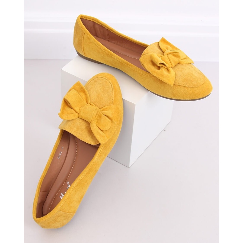 Loafers med rosett honung B2028 gul 1