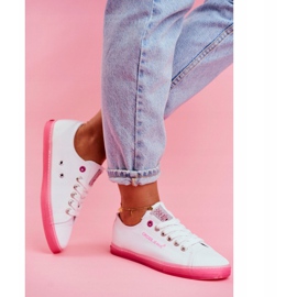 Kvinnors Sneakers Cross Jeans Vit Rosa FF2R4075C 2