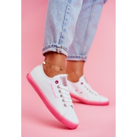 Kvinnors Sneakers Cross Jeans Vit Rosa FF2R4075C 1