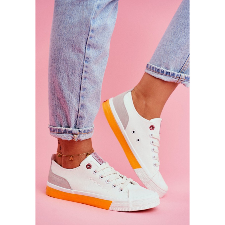 Dam Sneakers Cross Jeans Vit Orange FF2R4043C 2