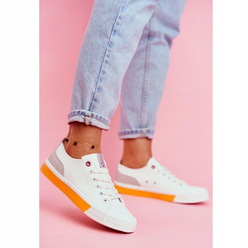 Dam Sneakers Cross Jeans Vit Orange FF2R4043C 1