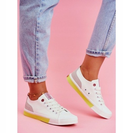 Dam Sneakers Cross Jeans Vit Gul FF2R4042C 2