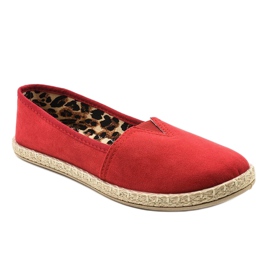 Röd slipad espadrille med leopardmönster TL128-3 1