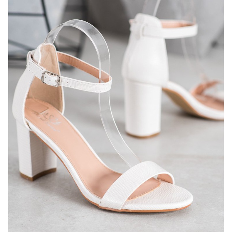 Small Swan Snygga högklackade sandaler vit 1