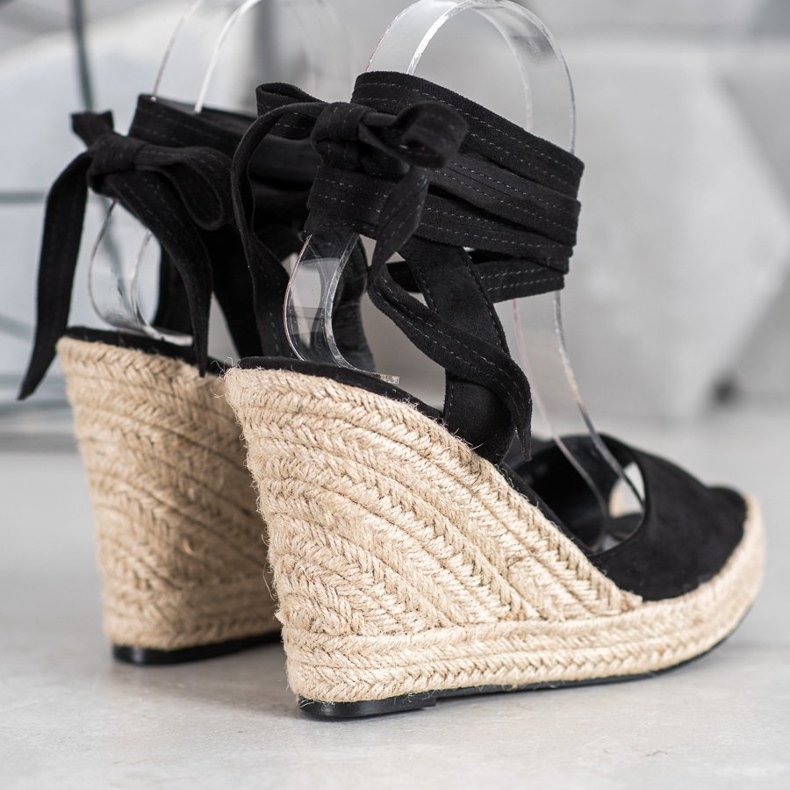 Yes Mile Tied Wedge Sandals svart 2