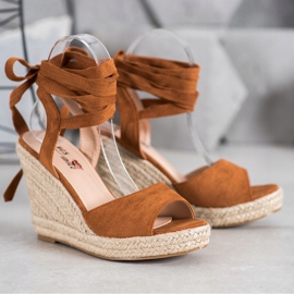 Yes Mile Tied Wedge Sandals brun 1