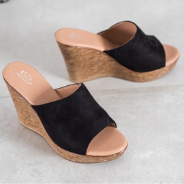 Small Swan Tofflor i mocka svart 2