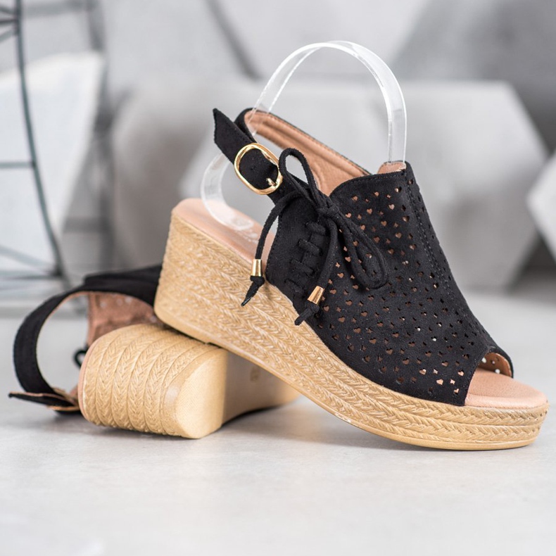 Small Swan Bekväma öppnade sandaler svart 1