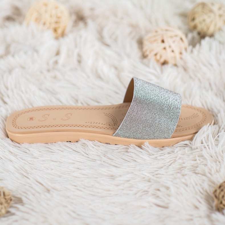 Small Swan Tofflor Med Glitter mångfärgad grå 1