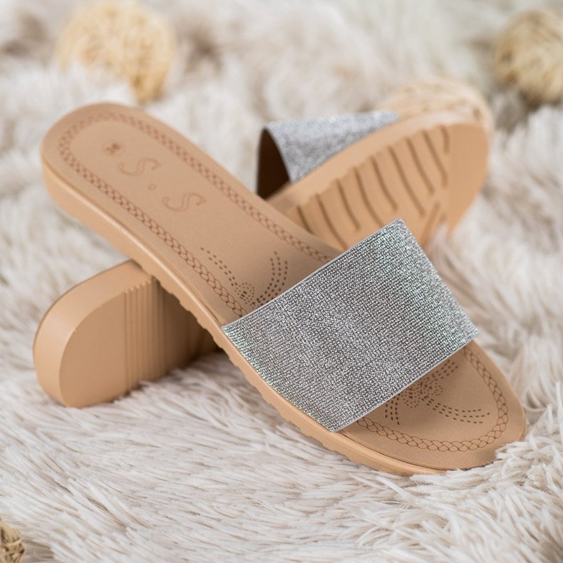 Small Swan Tofflor Med Glitter mångfärgad grå 2