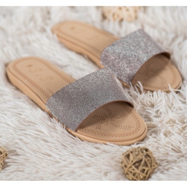 Small Swan Tofflor Med Glitter mångfärgad grå gul 1