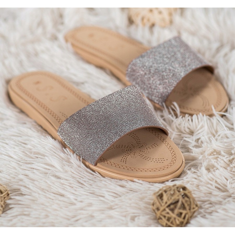 Small Swan Tofflor Med Glitter mångfärgad grå gul 1