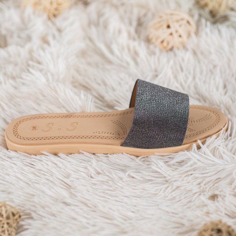 Small Swan Tofflor Med Glitter svart mångfärgad 2