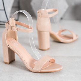 Small Swan Snygga högklackade sandaler brun 1