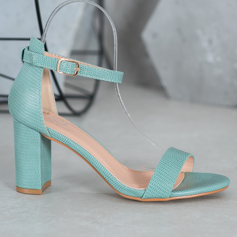 Small Swan Snygga högklackade sandaler grön 2