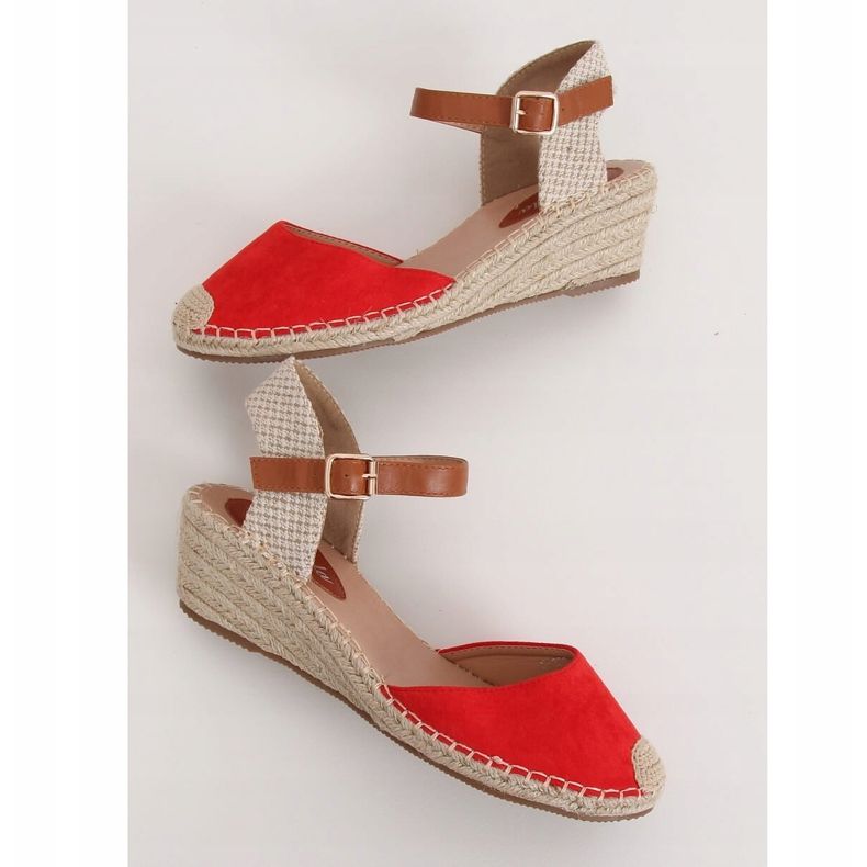 Röda Espadriller på kilar, röda S-820 röda 1