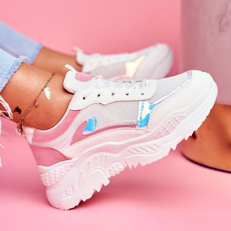 BUGO Kvinnors sportskor Rosa vitt minne 1