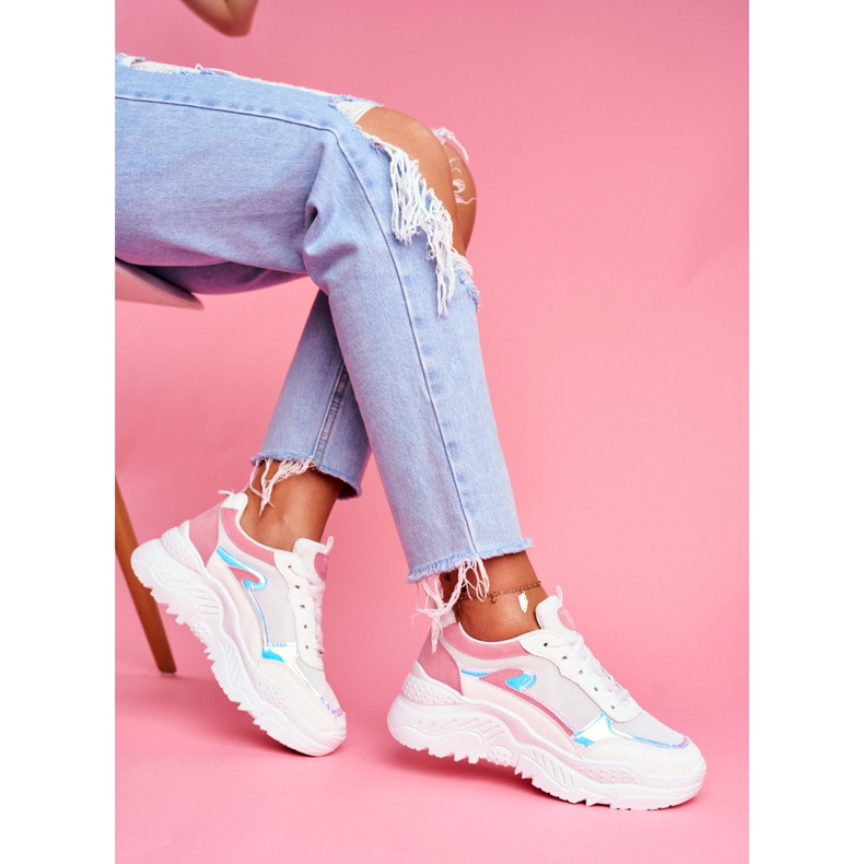 BUGO Kvinnors sportskor Rosa vitt minne 2