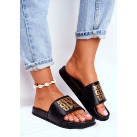 ADY Kvinnors tofflor ger aldrig upp guld svart 1