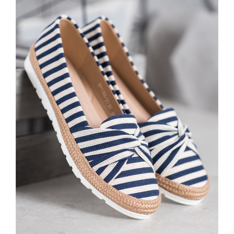 Filippo Slip-on skor med ränder vit blå 1