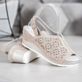 Filippo Lädersandaler med glitter brun gul 2